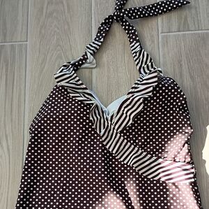 Brown Polka Dot Swimsuit Tankini